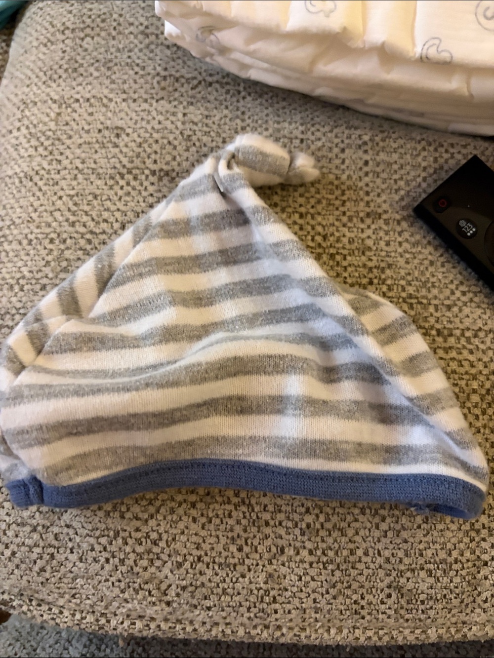 Striped Gray & White Kids Hat - Brand Unspecified